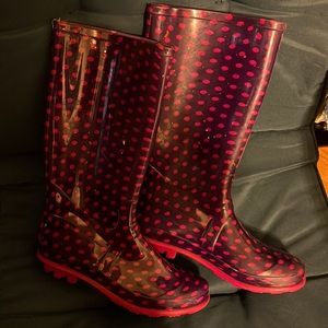 Pink and purple size 5 girl rain boots
